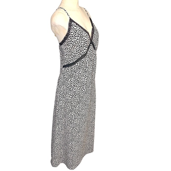 RIVER Island Slip Dress Cream Black Hearts Prints Lace Night Lounge wear Sz 14 - Picture 2 of 12